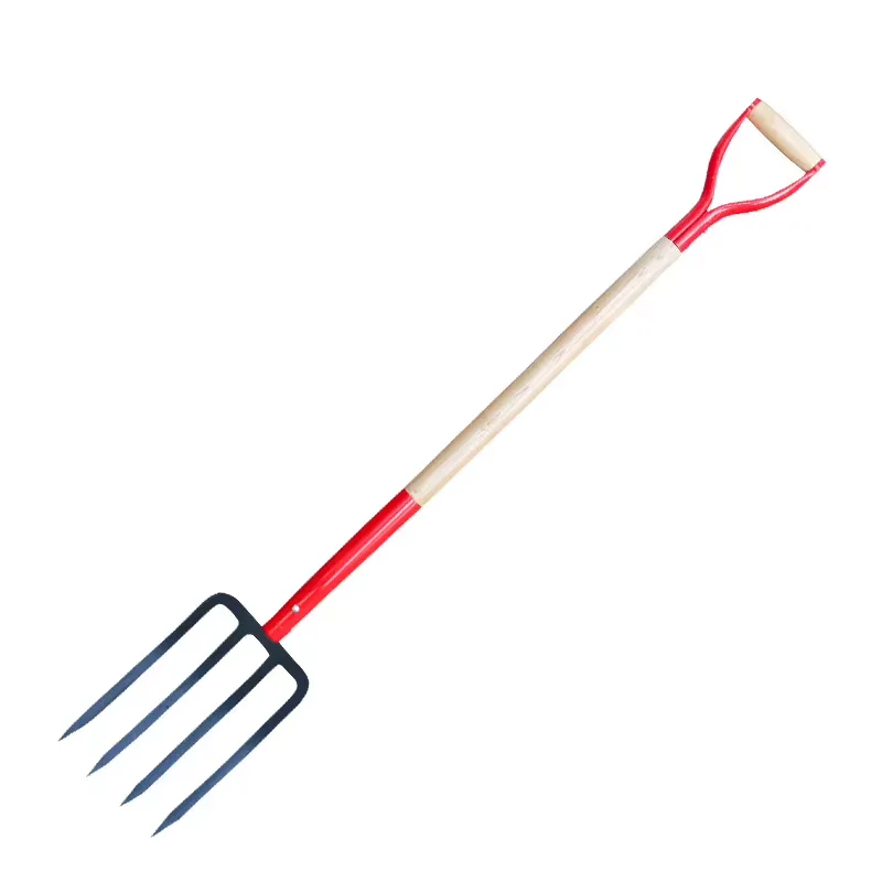 Spade Digging Fork - Vier-tandige stalen ijzeren vork voor landbouw,